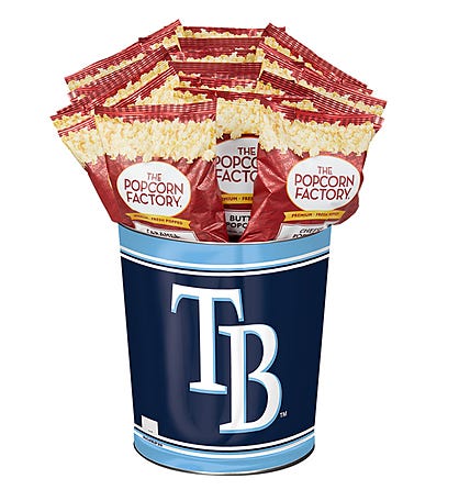 Tampa Bay Rays Popcorn Tin with 15 Bags of Popcorn
